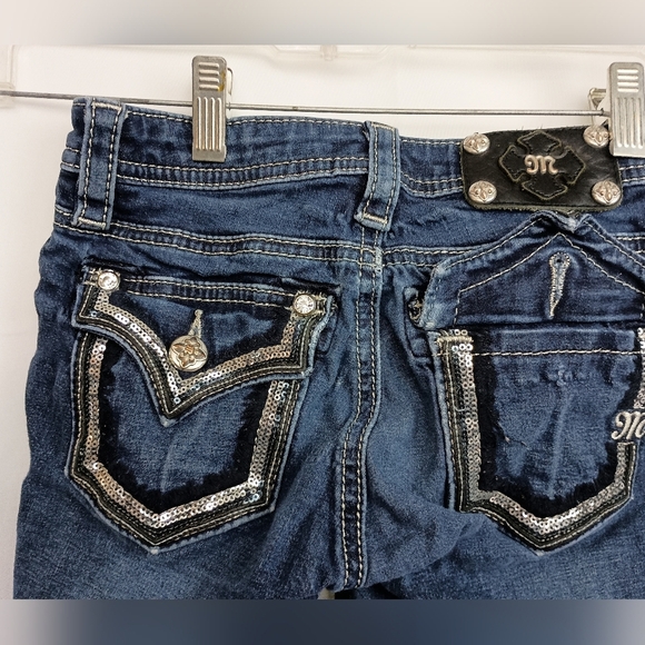 Miss Me Girls Blue Skinny Jeans with Faded Wash-(#706) - Picture 5 of 7
